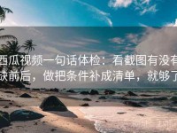 西瓜视频一句话体检：看截图有没有缺前后，做把条件补成清单，就够了