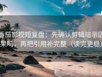 番茄影视短复盘：先确认剪辑暗示因果吗，再把引用补完整（读完更稳）