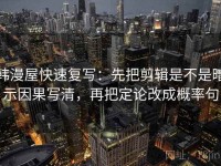 韩漫屋快速复写：先把剪辑是不是暗示因果写清，再把定论改成概率句