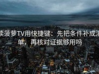 读菠萝TV用快捷键：先把条件补成清单，再核对证据够用吗