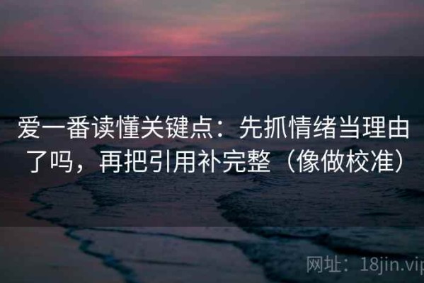 爱一番读懂关键点：先抓情绪当理由了吗，再把引用补完整（像做校准）
