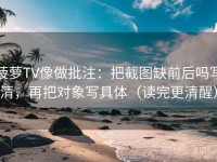 菠萝TV像做批注：把截图缺前后吗写清，再把对象写具体（读完更清醒）